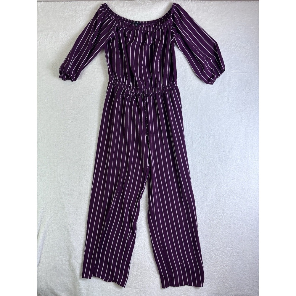 Haute Monde Striped Jumpsuit - Size XL  Elastic tie front waist On/Off shoulder